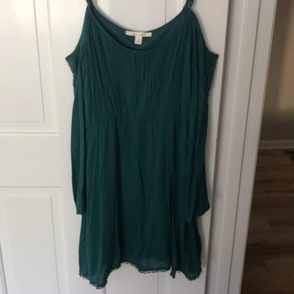 Turquoise cold shoulder dress